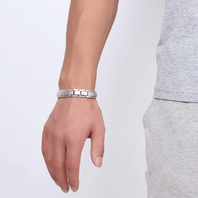 Bracelet magnétique en acier inoxydable avec thérapie par ions infrarouges pour le bien-être quotidien, unisexe, 21cm | Sansoti