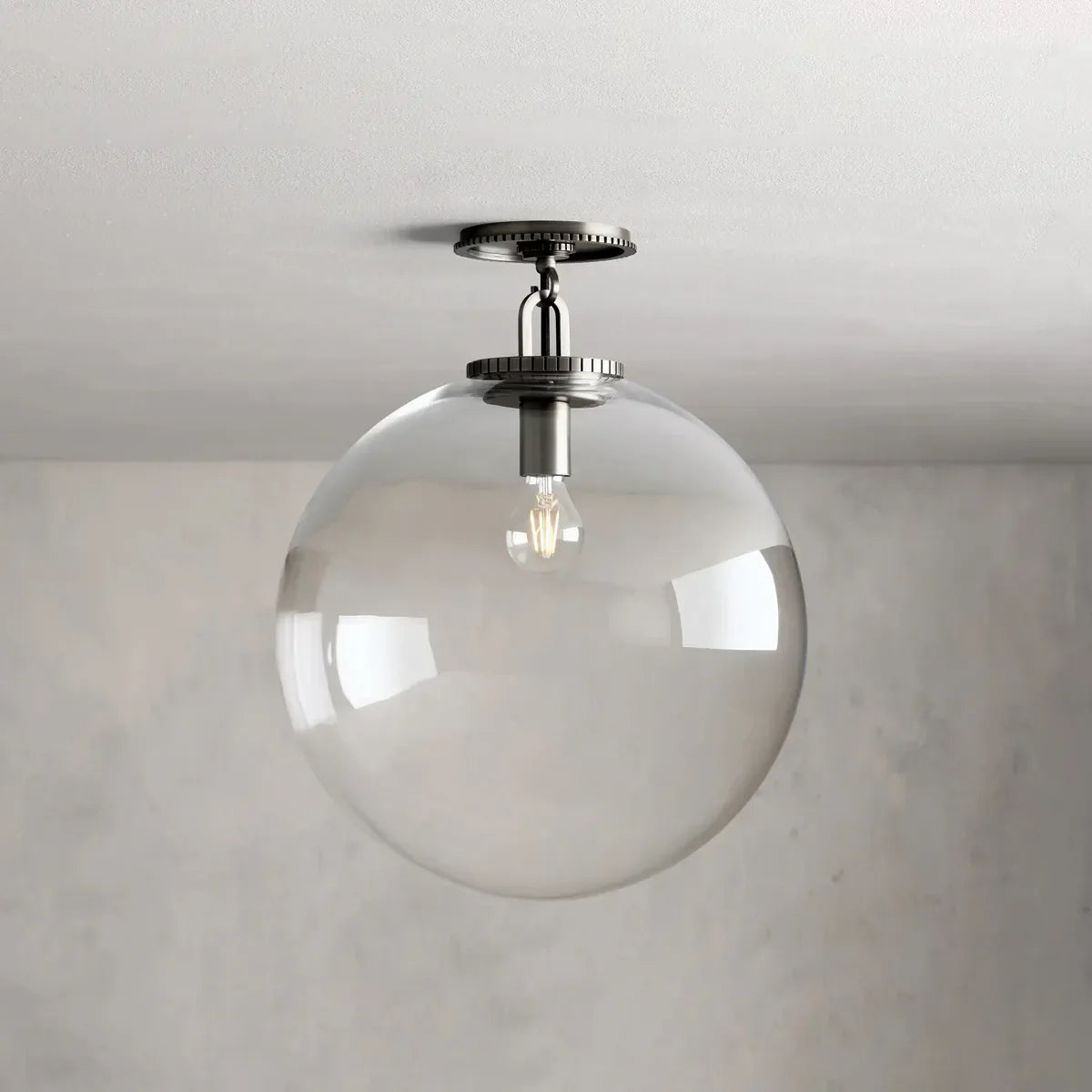 Deckenleuchte aus kugelförmigem Glas und Stahl, modernes Design, Leuchte für Wohnzimmer, Schlafzimmer und Esszimmer, stimmungsvolle Pendelbeleuchtung | Sansoti