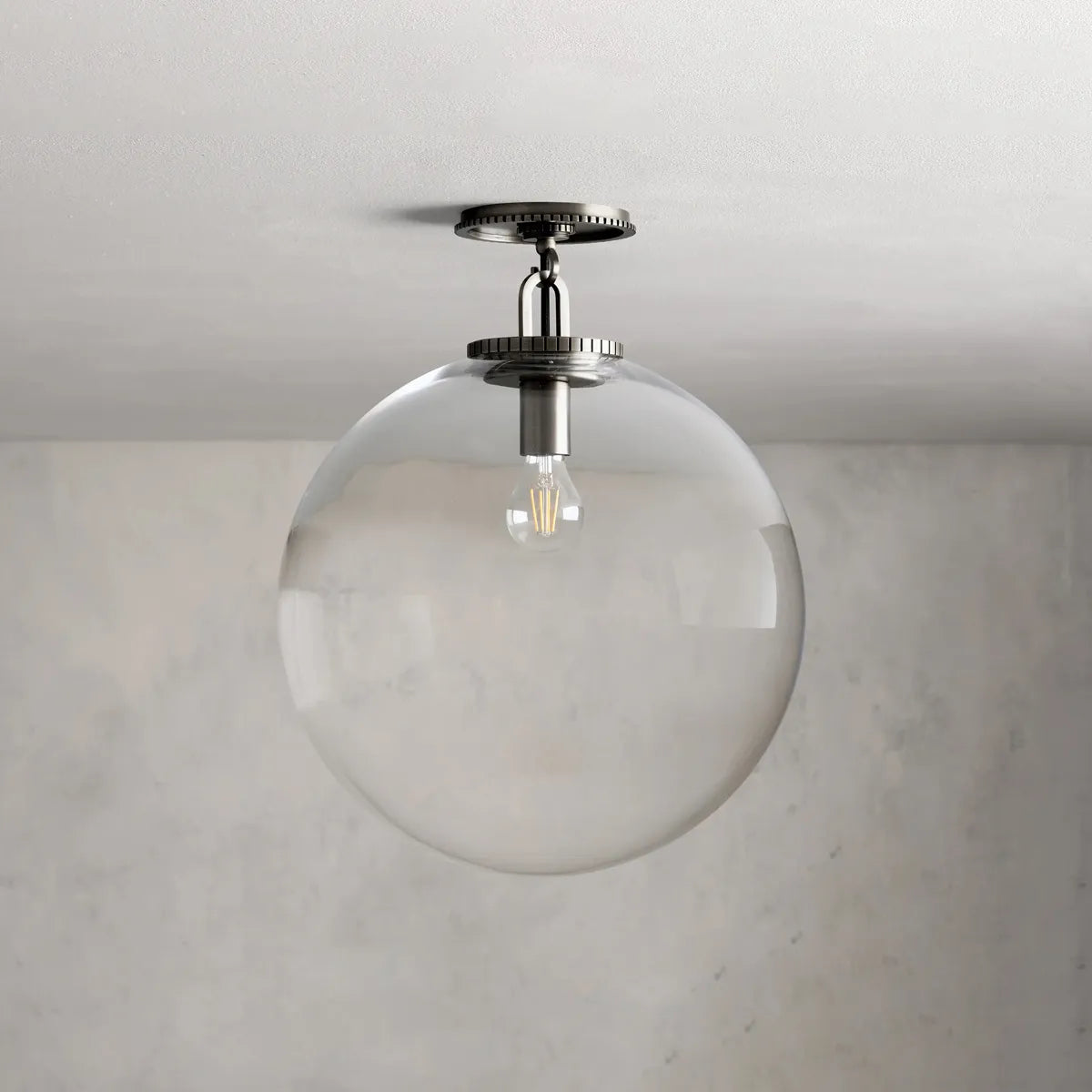 Deckenleuchte aus kugelförmigem Glas und Stahl, modernes Design, Leuchte für Wohnzimmer, Schlafzimmer und Esszimmer, stimmungsvolle Pendelbeleuchtung | Sansoti