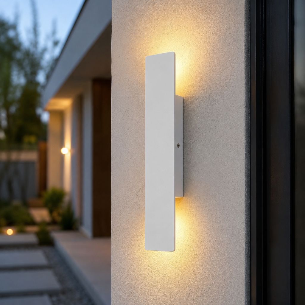 Odporna na warunki atmosferyczne aluminiowa lampa ścienna LED do użytku zewnętrznego, biała, 20,5–61 cm, IP65, wodoodporna, oświetlenie ogrodowe, lampa zewnętrzna | Sansoti