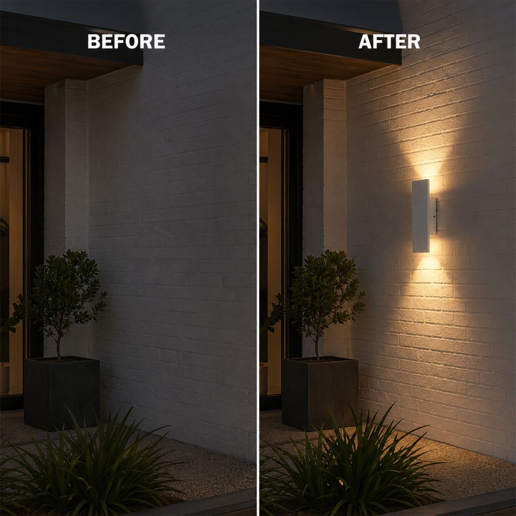 Odporna na warunki atmosferyczne aluminiowa lampa ścienna LED do użytku zewnętrznego, biała, 20,5–61 cm, IP65, wodoodporna, oświetlenie ogrodowe, lampa zewnętrzna | Sansoti