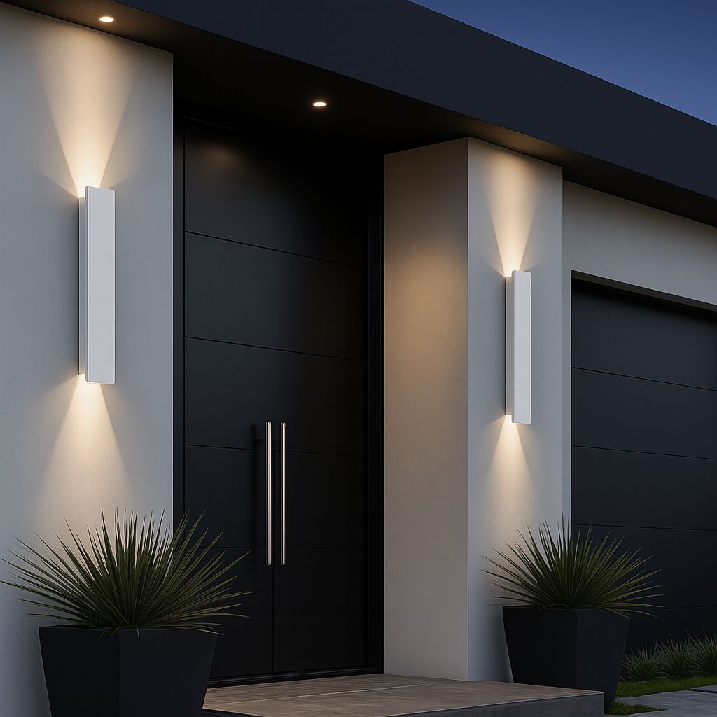 Odporna na warunki atmosferyczne aluminiowa lampa ścienna LED do użytku zewnętrznego, biała, 20,5–61 cm, IP65, wodoodporna, oświetlenie ogrodowe, lampa zewnętrzna | Sansoti