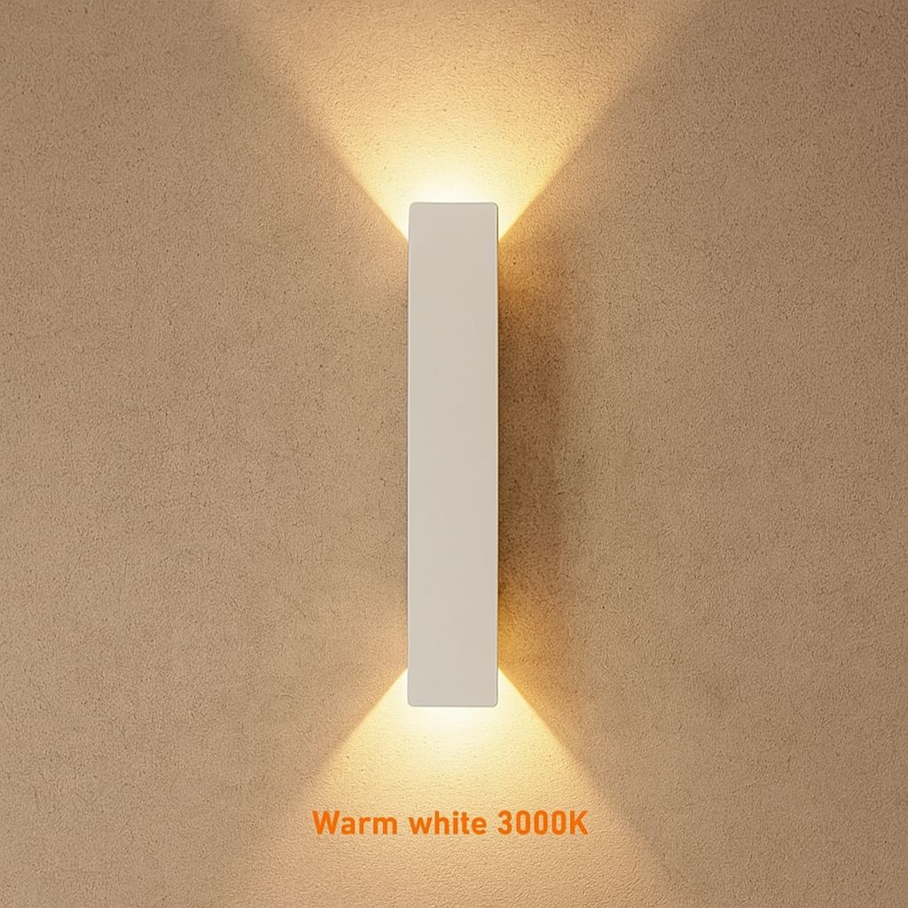 Odporna na warunki atmosferyczne aluminiowa lampa ścienna LED do użytku zewnętrznego, biała, 20,5–61 cm, IP65, wodoodporna, oświetlenie ogrodowe, lampa zewnętrzna | Sansoti