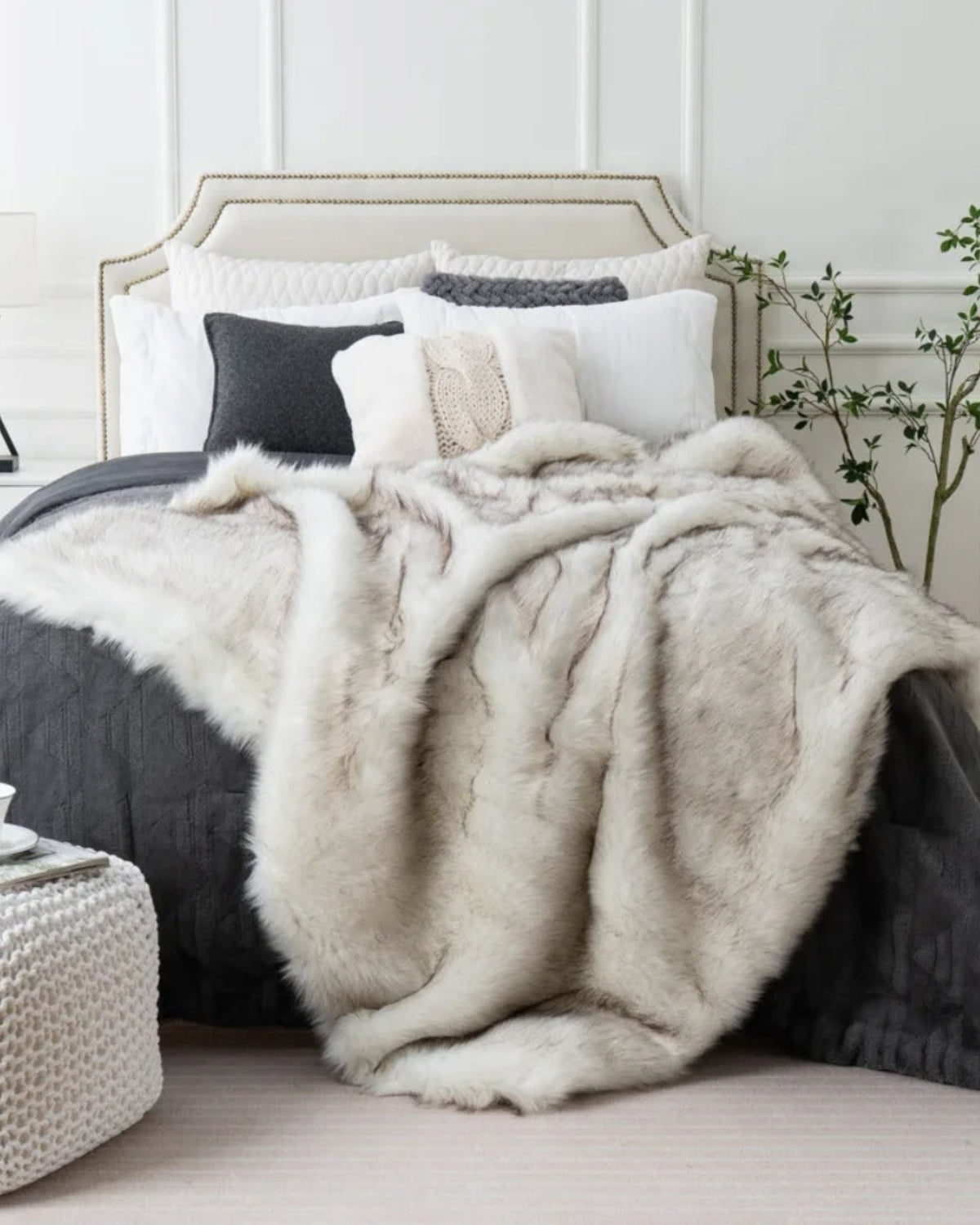 Imitatiebont Plaid 127x152cm of 150x200cm Wit Bruin Grijs Goud Scandinavische Woonkamer Slaapkamer Decoratieve Luxe Zachte Textiel Premium Woondeken | Sansoti