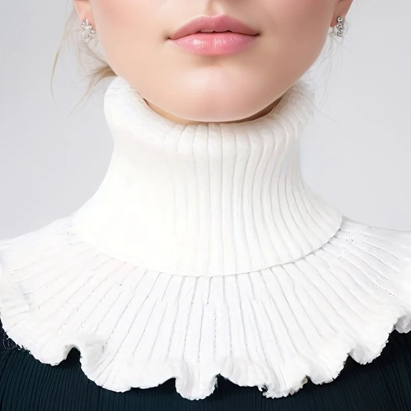 Écharpe tube tricotée pour femme avec bord plissé, extensible, coupe-vent, chaude, en imitation daim de cerf, tour de cou de 60 cm | Sansoti