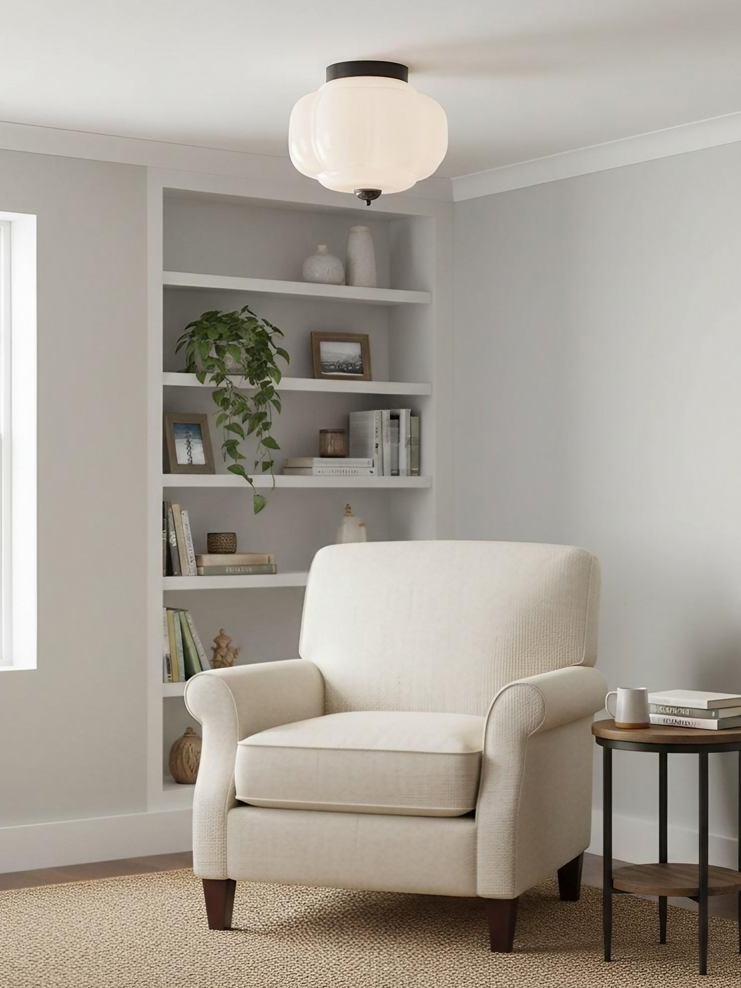 Retro Plafondlamp met Melkglazen Kap – Verfijnde Semi-Flush Mount Verlichting voor Moderne Interieurs | Sansoti