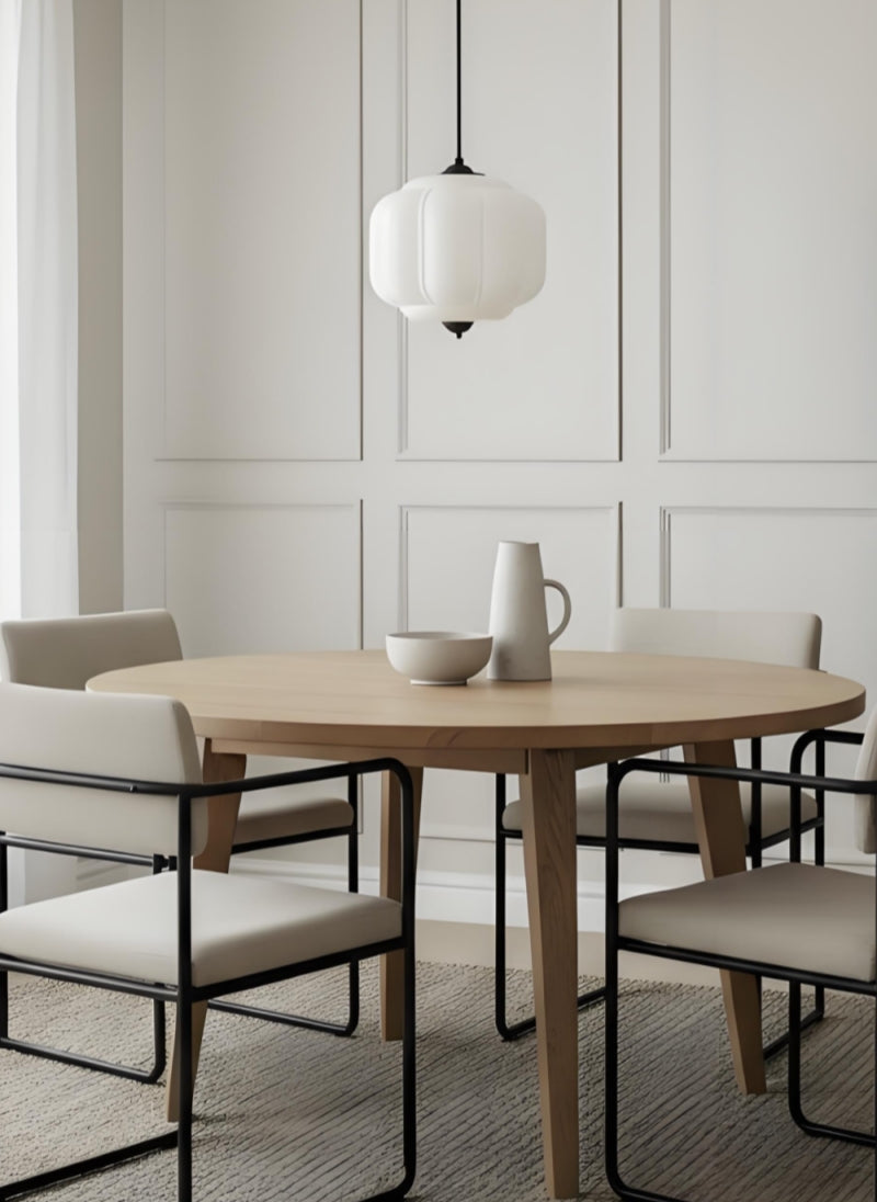 Vintage Kroonluchter met Crèmekleurige Glazen Kappen – Hanglamp in Retro-Stijl voor Eetkamer & Woonkamer | Sansoti