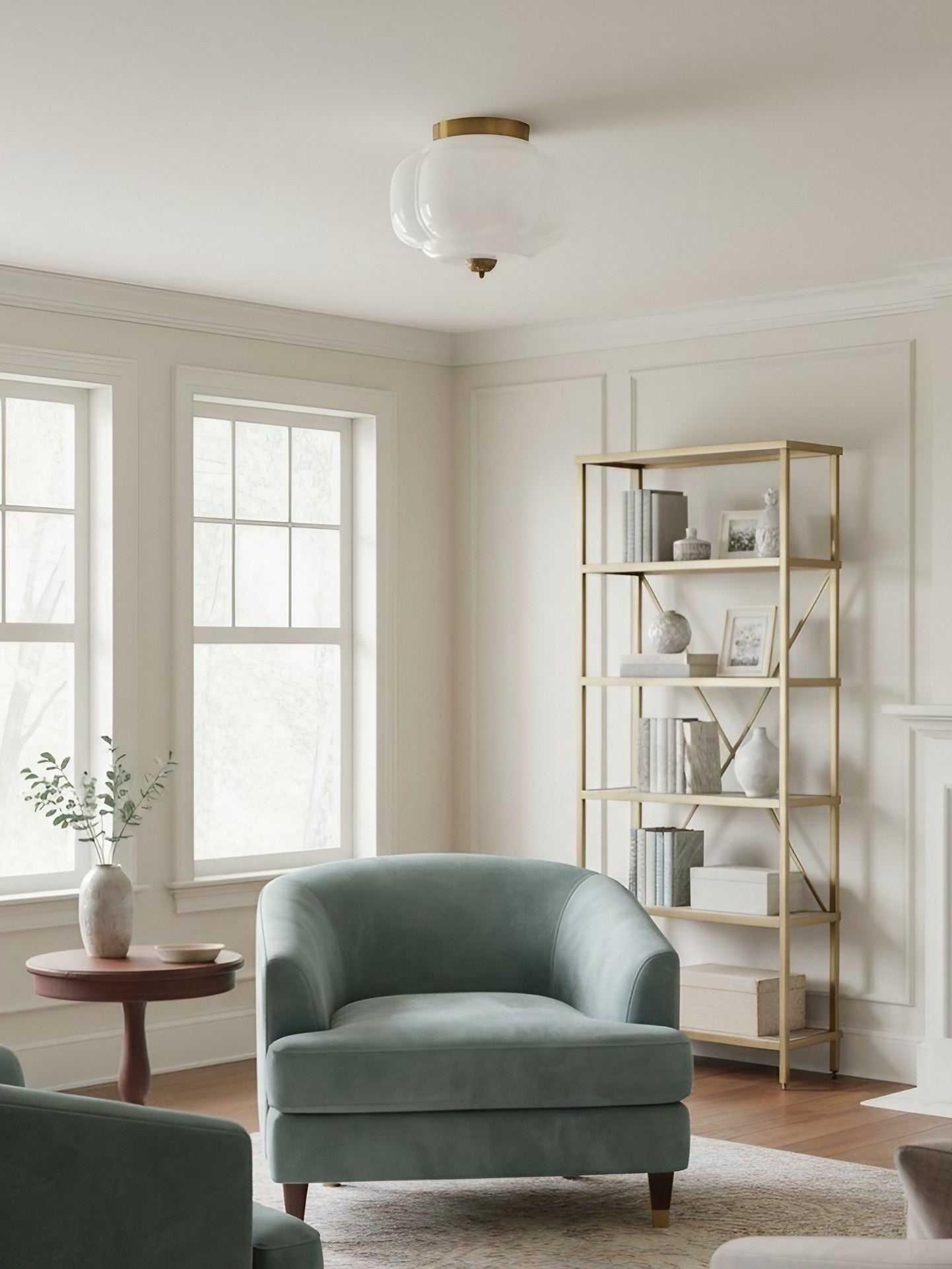 Retro Plafondlamp met Melkglazen Kap – Verfijnde Semi-Flush Mount Verlichting voor Moderne Interieurs | Sansoti