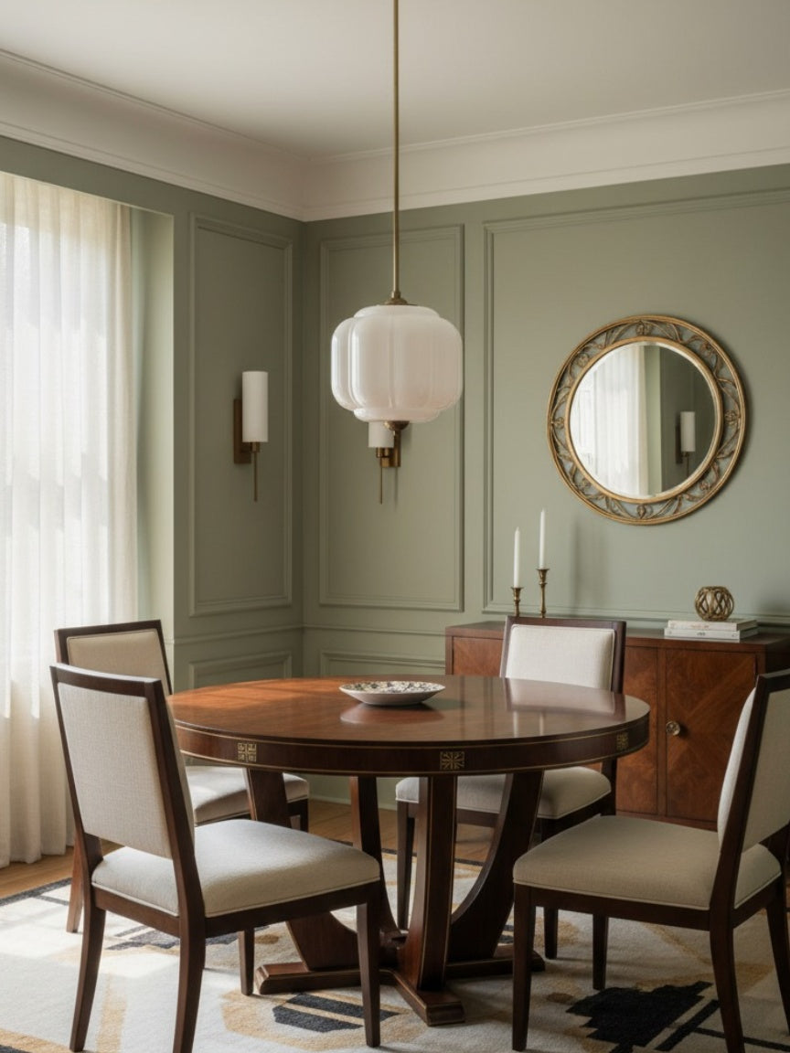 Vintage Kroonluchter met Crèmekleurige Glazen Kappen – Hanglamp in Retro-Stijl voor Eetkamer & Woonkamer | Sansoti
