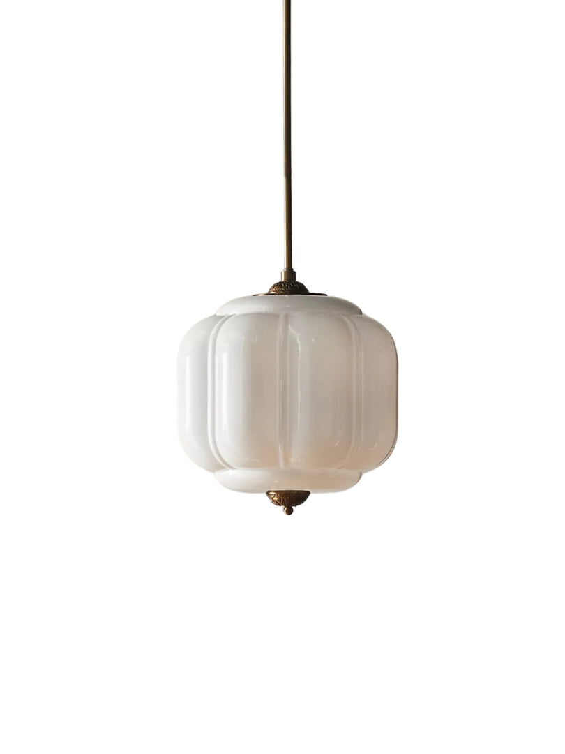 Vintage Kroonluchter met Crèmekleurige Glazen Kappen – Hanglamp in Retro-Stijl voor Eetkamer & Woonkamer | Sansoti
