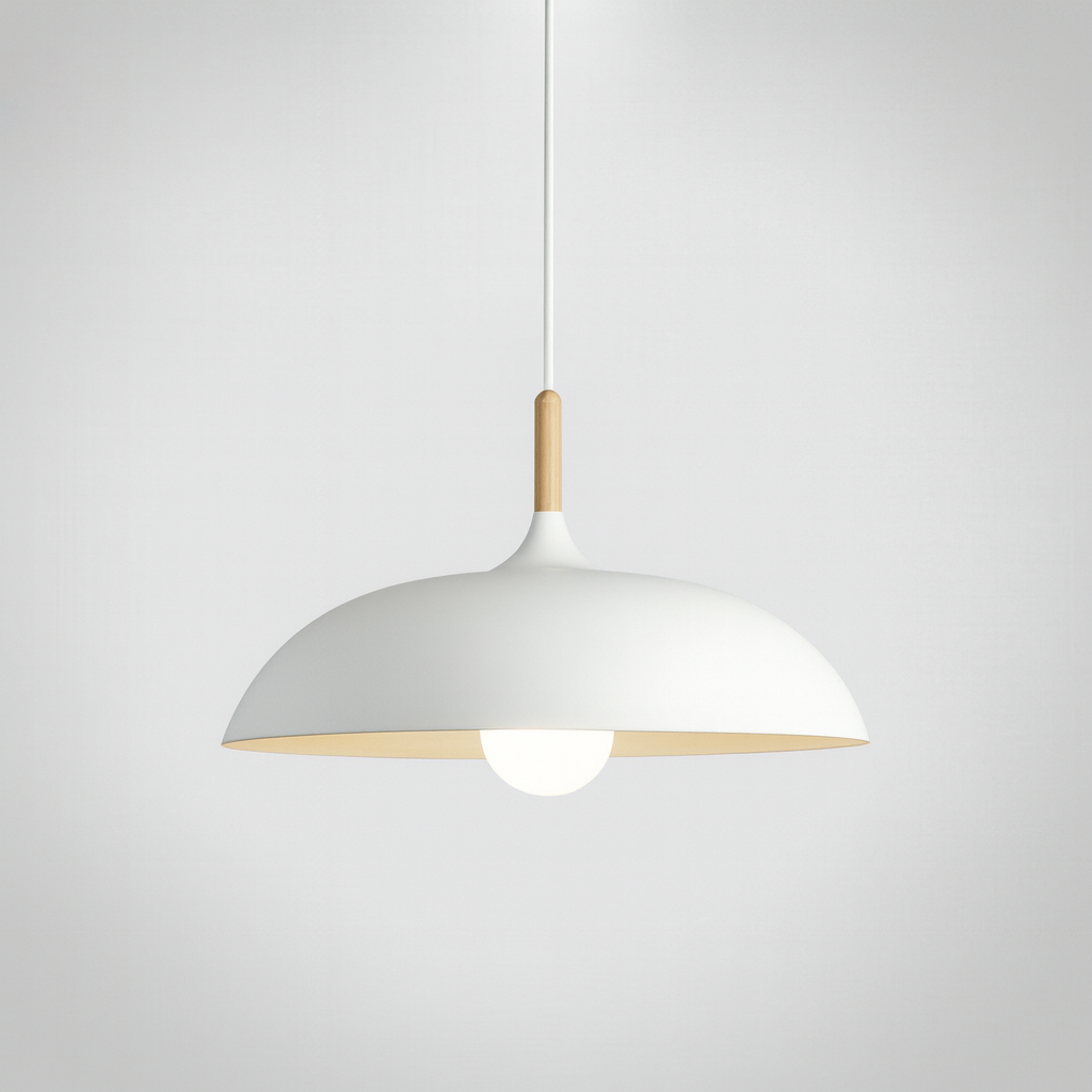 Hängelampe Pastell Aluminium Holz Retro Kuppel Kugel E27 Kinderzimmer Wohnzimmer | Restfield