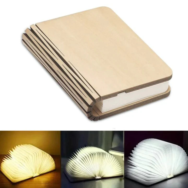 Boeklamp LED met Warm Licht – Decoratieve Houten Lamp in Boekvorm voor Sfeervolle Verlichting | Sansoti