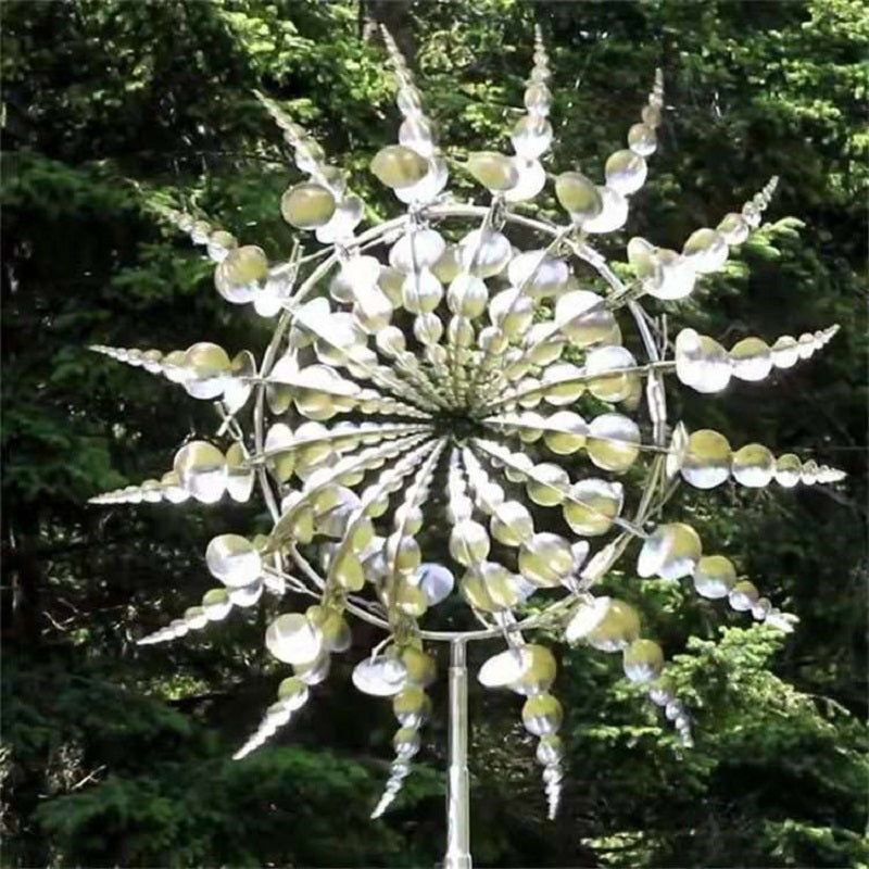 Metallwindmühle als Gartendekoration, 99cm, kinetisches Windspiel, drehbar, wetterfest, farbige Akzente, Garten | Sansoti
