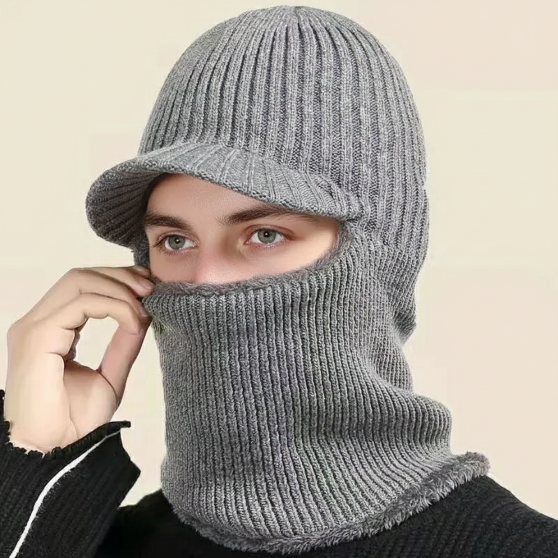 Knitted Balaclava with Visor Winter Hat Fleece Windproof Multifunctional Unisex Winter Sports | Sansoti