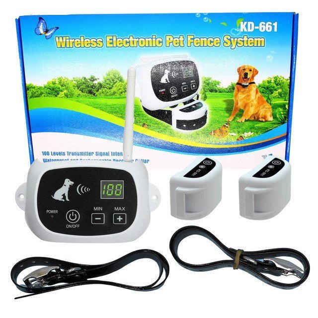 Wireless Dog Fence System with Adjustable Collar Invisible Boundary Safe Off-Leash Area Pet | Sansoti