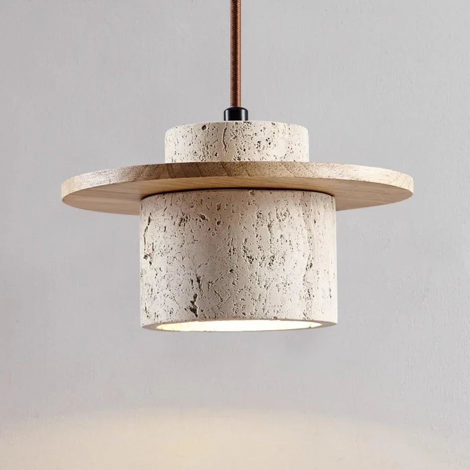 Hanglamp Travertijn Steen 25cm LED E27 Verstelbaar Snoer 170cm Natuurlijke Sfeerverlichting Woonkamer | Sansoti