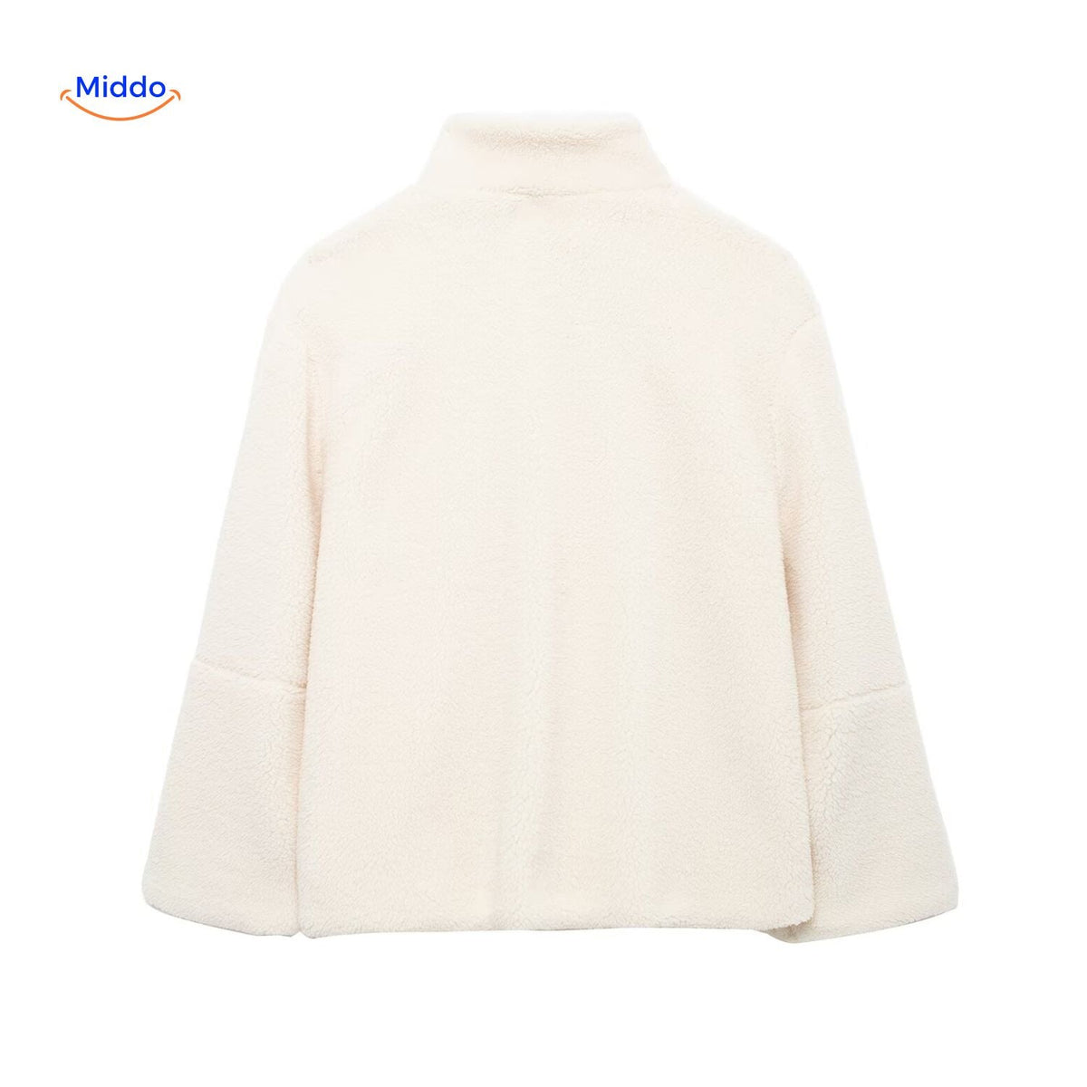 Manteau d’hiver teddy pour femme à col montant - Veste imitation laine d’agneau douce - Beige marron kaki - Modèle chaud pour l’hiver | Sansoti