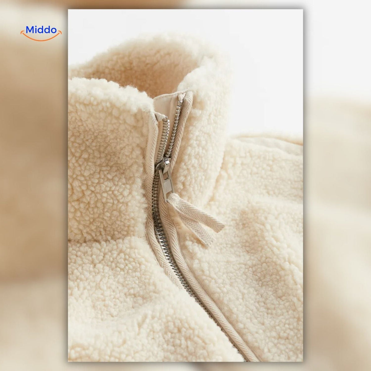 Manteau d’hiver teddy pour femme à col montant - Veste imitation laine d’agneau douce - Beige marron kaki - Modèle chaud pour l’hiver | Sansoti
