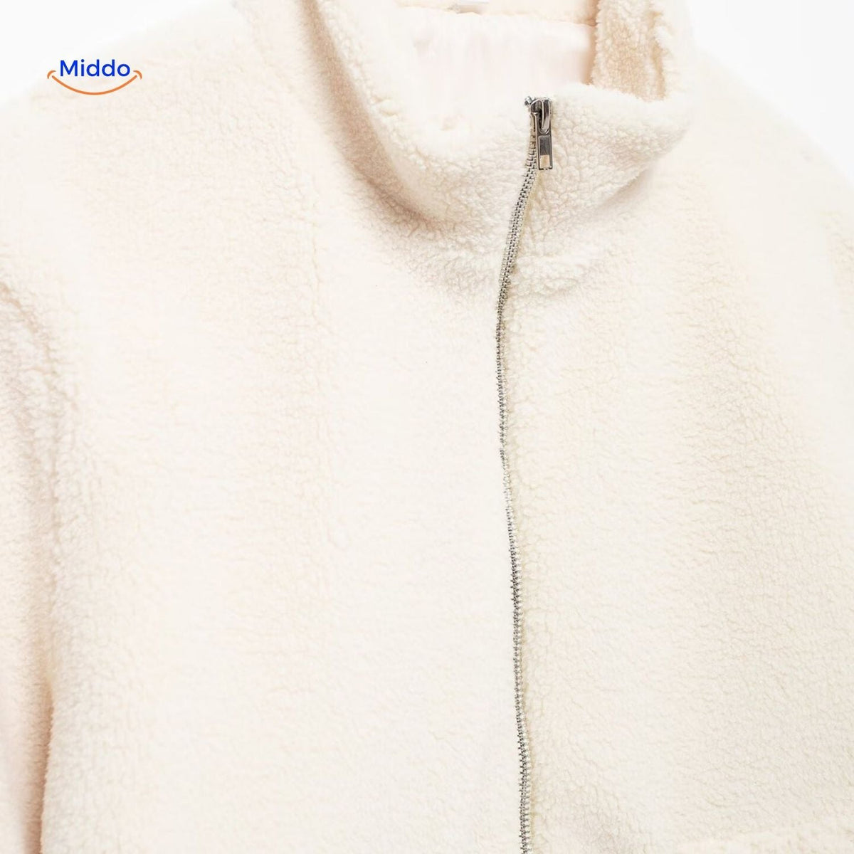 Manteau d’hiver teddy pour femme à col montant - Veste imitation laine d’agneau douce - Beige marron kaki - Modèle chaud pour l’hiver | Sansoti