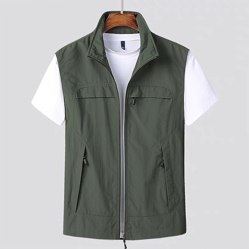 Sneldrogende Outdoor Bodywarmer met Meerdere Zakken voor Heren Mesh Ademend Vest Mourloos voor Vissen Wandelen Kamperen Actief Buitenleven | Sansoti