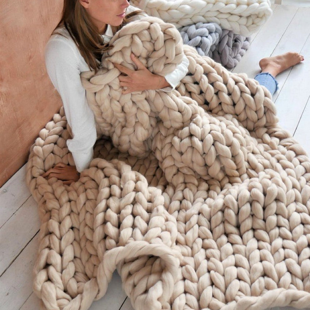 XXL-Strickgarn 1000g Chunky-Garn, weiches dickes Wollgarn für DIY-Decken, Kissen, Wohnaccessoires, Handarbeiten und Stricken | Sansoti