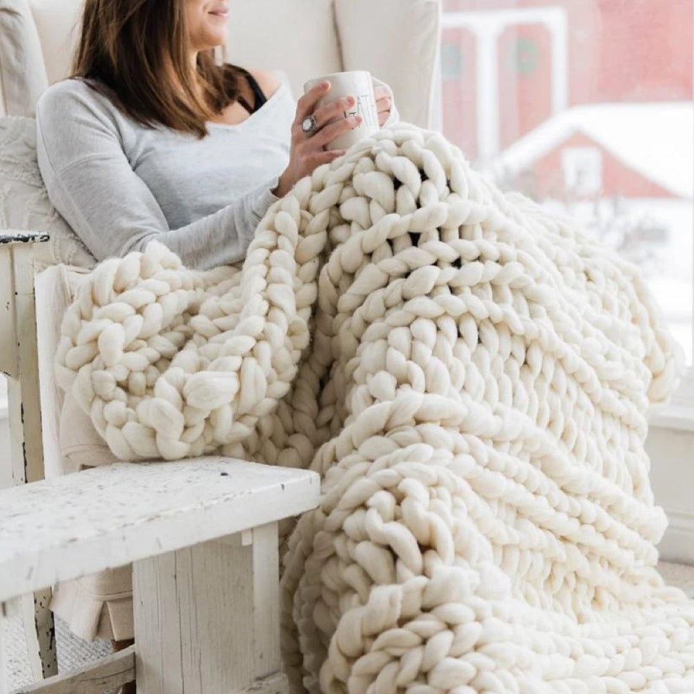 XXL-Strickgarn 1000g Chunky-Garn, weiches dickes Wollgarn für DIY-Decken, Kissen, Wohnaccessoires, Handarbeiten und Stricken | Sansoti