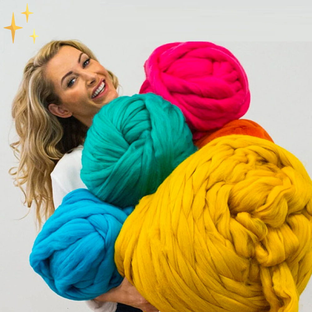 XXL-Strickgarn 1000g Chunky-Garn, weiches dickes Wollgarn für DIY-Decken, Kissen, Wohnaccessoires, Handarbeiten und Stricken | Sansoti