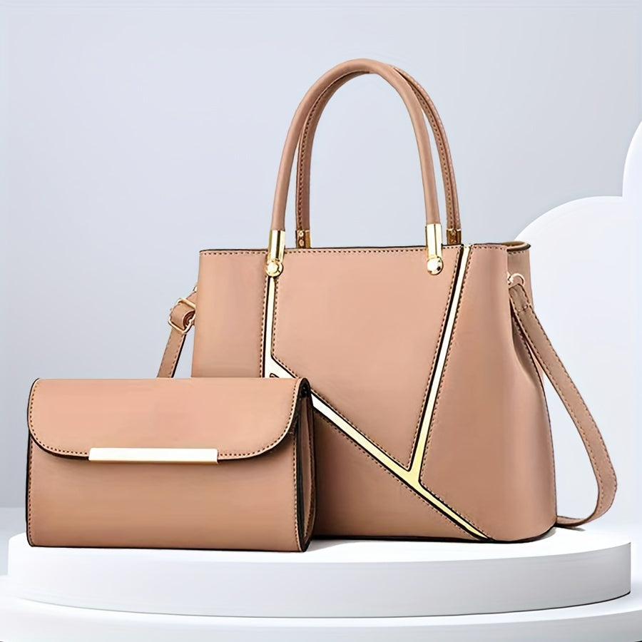 Handtas-Set aus zwei Taschen: Shopper und Crossbody-Tasche, Damen-Schultertaschen aus Kunstleder, praktisch für den täglichen Gebrauch | Sansoti