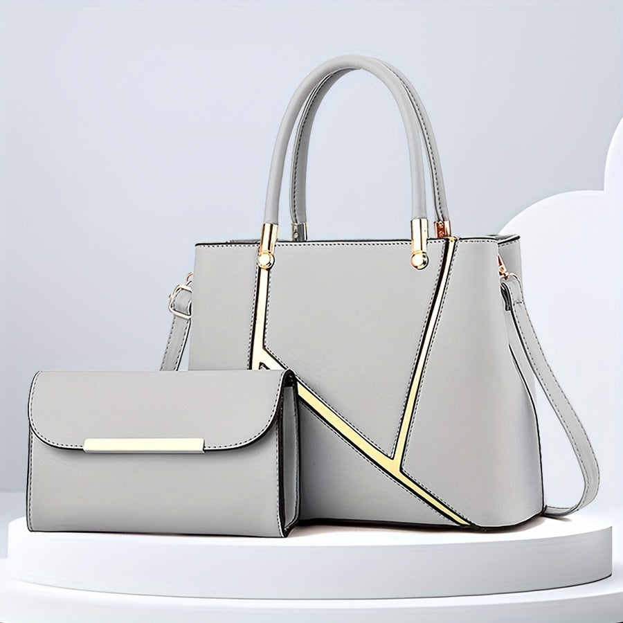 Handtas-Set aus zwei Taschen: Shopper und Crossbody-Tasche, Damen-Schultertaschen aus Kunstleder, praktisch für den täglichen Gebrauch | Sansoti