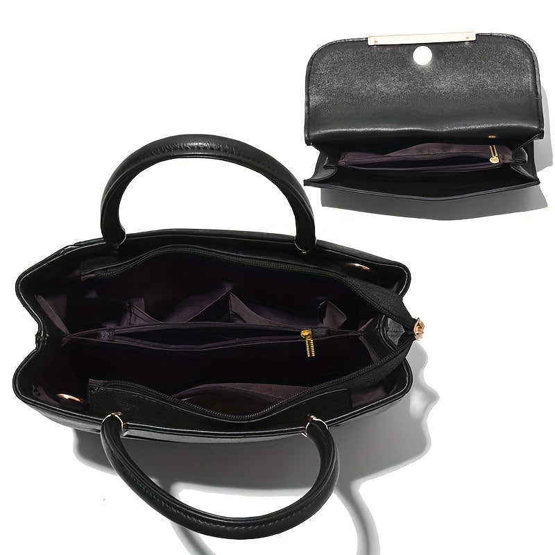 Handtas-Set aus zwei Taschen: Shopper und Crossbody-Tasche, Damen-Schultertaschen aus Kunstleder, praktisch für den täglichen Gebrauch | Sansoti