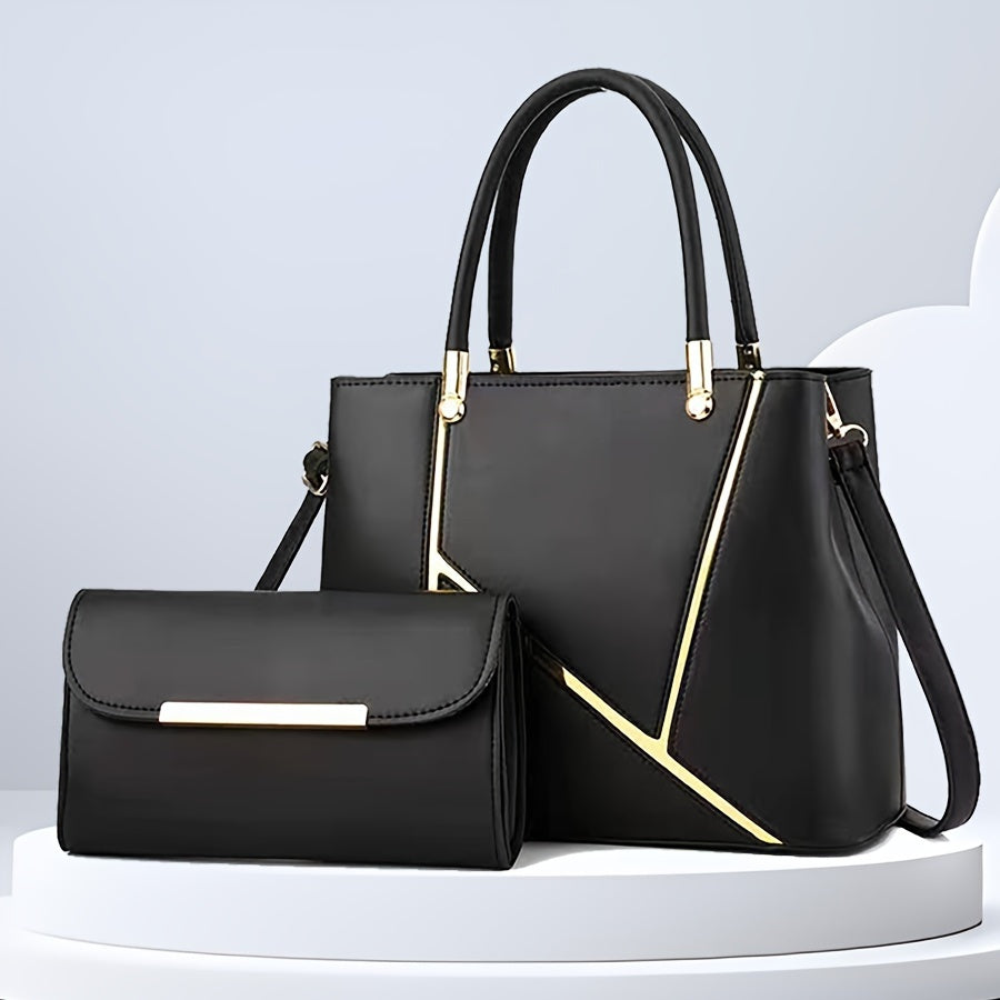 Handtas-Set aus zwei Taschen: Shopper und Crossbody-Tasche, Damen-Schultertaschen aus Kunstleder, praktisch für den täglichen Gebrauch | Sansoti
