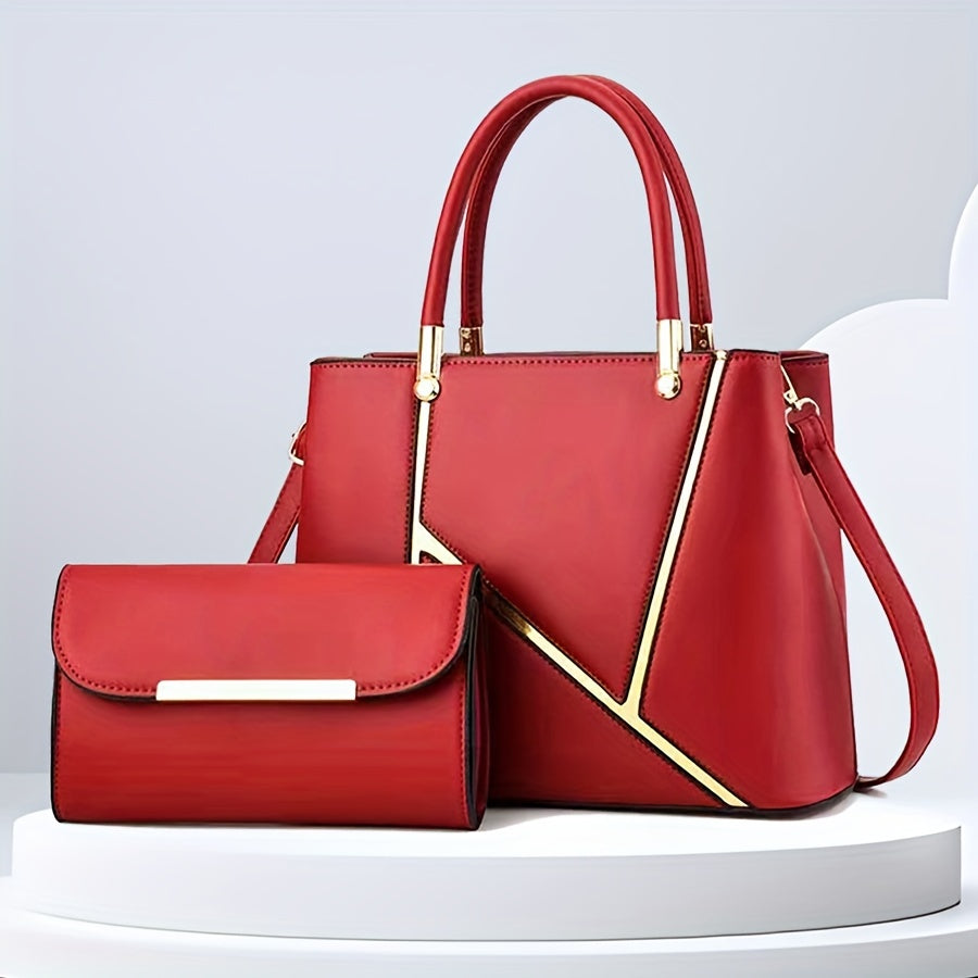 Handtas-Set aus zwei Taschen: Shopper und Crossbody-Tasche, Damen-Schultertaschen aus Kunstleder, praktisch für den täglichen Gebrauch | Sansoti