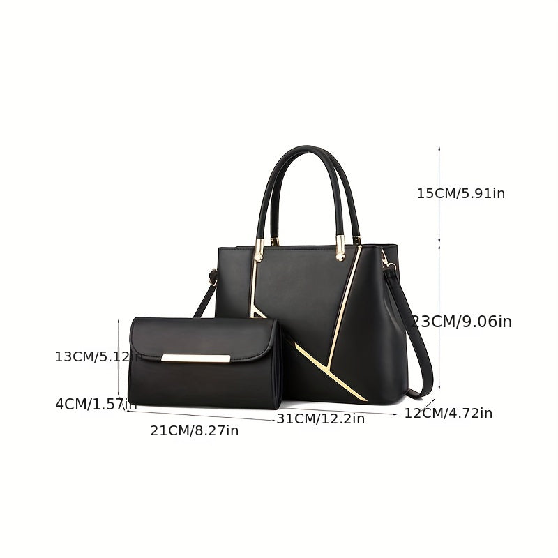 Handtas-Set aus zwei Taschen: Shopper und Crossbody-Tasche, Damen-Schultertaschen aus Kunstleder, praktisch für den täglichen Gebrauch | Sansoti