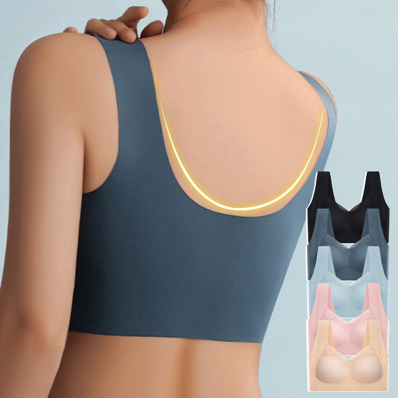 Bequemer Damen-BH nahtloser Tragekomfort Dunkelblau Schwarz Beige Rosa Blau Optimale Unterstützung | Sansoti