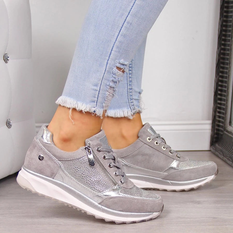 Dames Sneakers met Ritssluiting en Gedempt Voetbed voor Wandelcomfort Dagelijks Gebruik Sportief Design | Sansoti