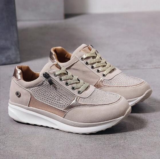 Dames Sneakers met Ritssluiting en Gedempt Voetbed voor Wandelcomfort Dagelijks Gebruik Sportief Design | Sansoti