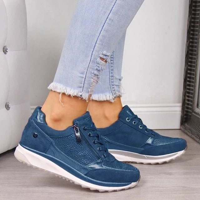 Dames Sneakers met Ritssluiting en Gedempt Voetbed voor Wandelcomfort Dagelijks Gebruik Sportief Design | Sansoti