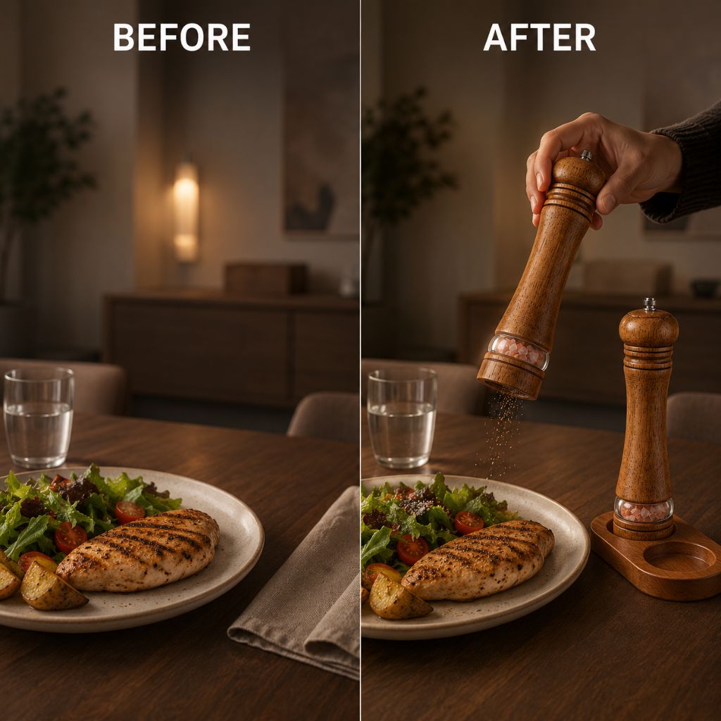 Handmolen Hout Zout Peper Verstelbaar Maalwerk Keuken Tafel Kruiden Specerijen Ambachtelijk Malen Eetkamer | Sansoti