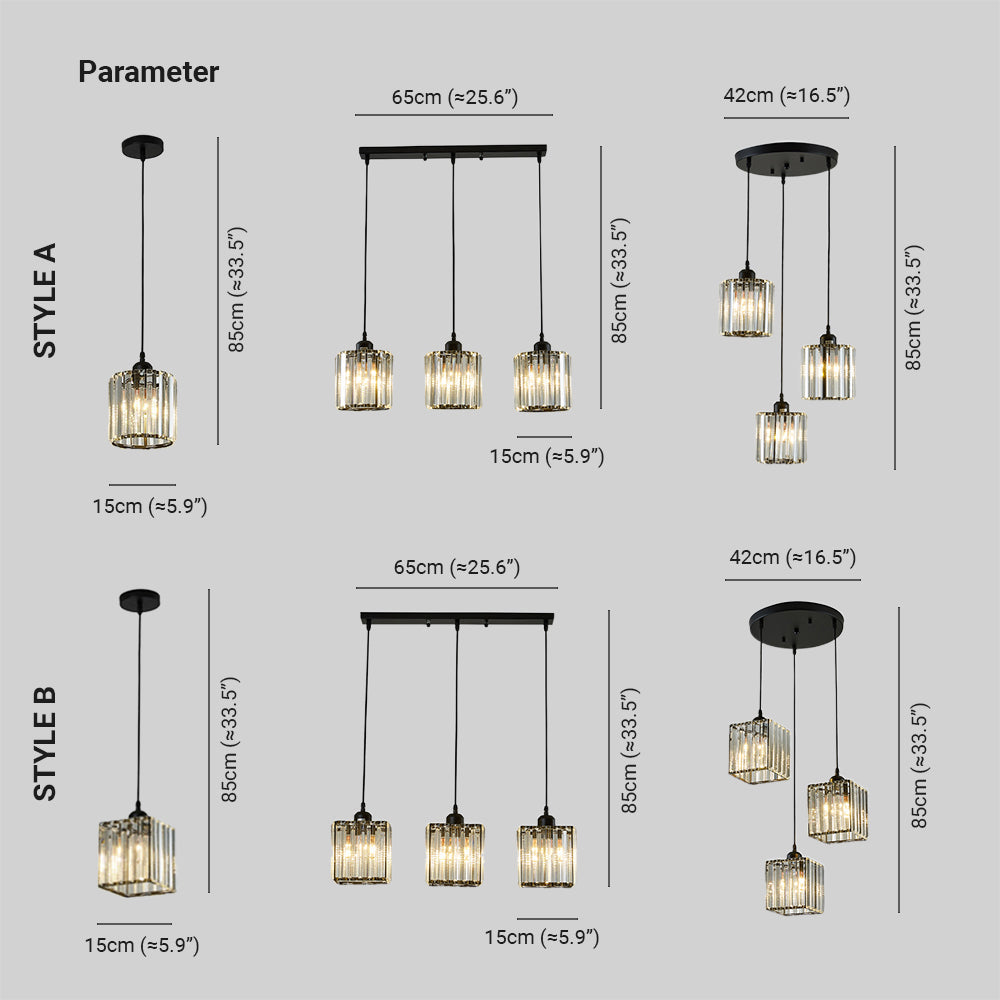 Hanglamp Glas Metaal Verstelbaar Cilindervorm Modern Design Woonkamer Eetkamer Slaapkamer Hangverlichting | Sansoti