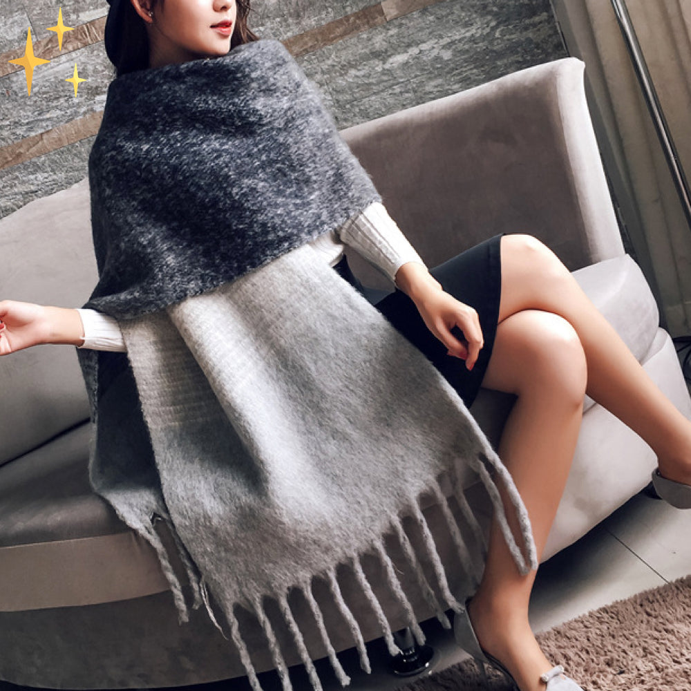 Soft Wool Wrap with Plaid Print and Fringes for Warmth Style and Comfort in Autumn and Winter | Sansoti