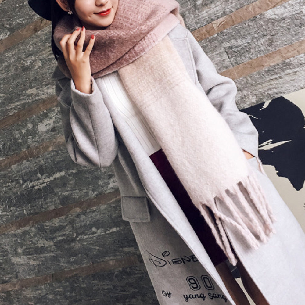 Soft Wool Wrap with Plaid Print and Fringes for Warmth Style and Comfort in Autumn and Winter | Sansoti