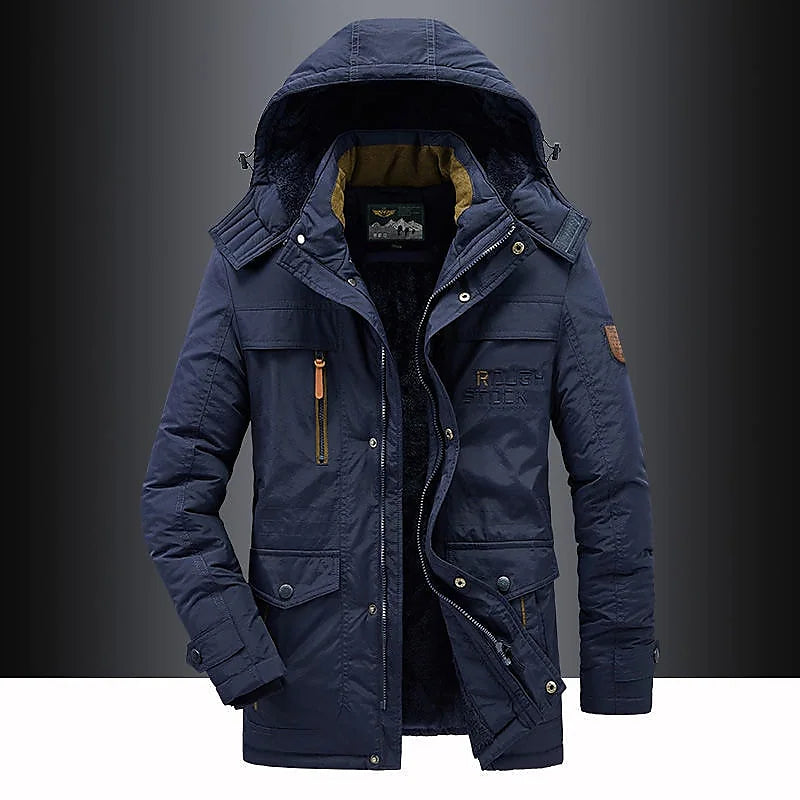 Gewatteerde Winterparka Jas – Warme Geïsoleerde Winterjas voor Heren met Capuchon en Pelzbesatz | Sansoti