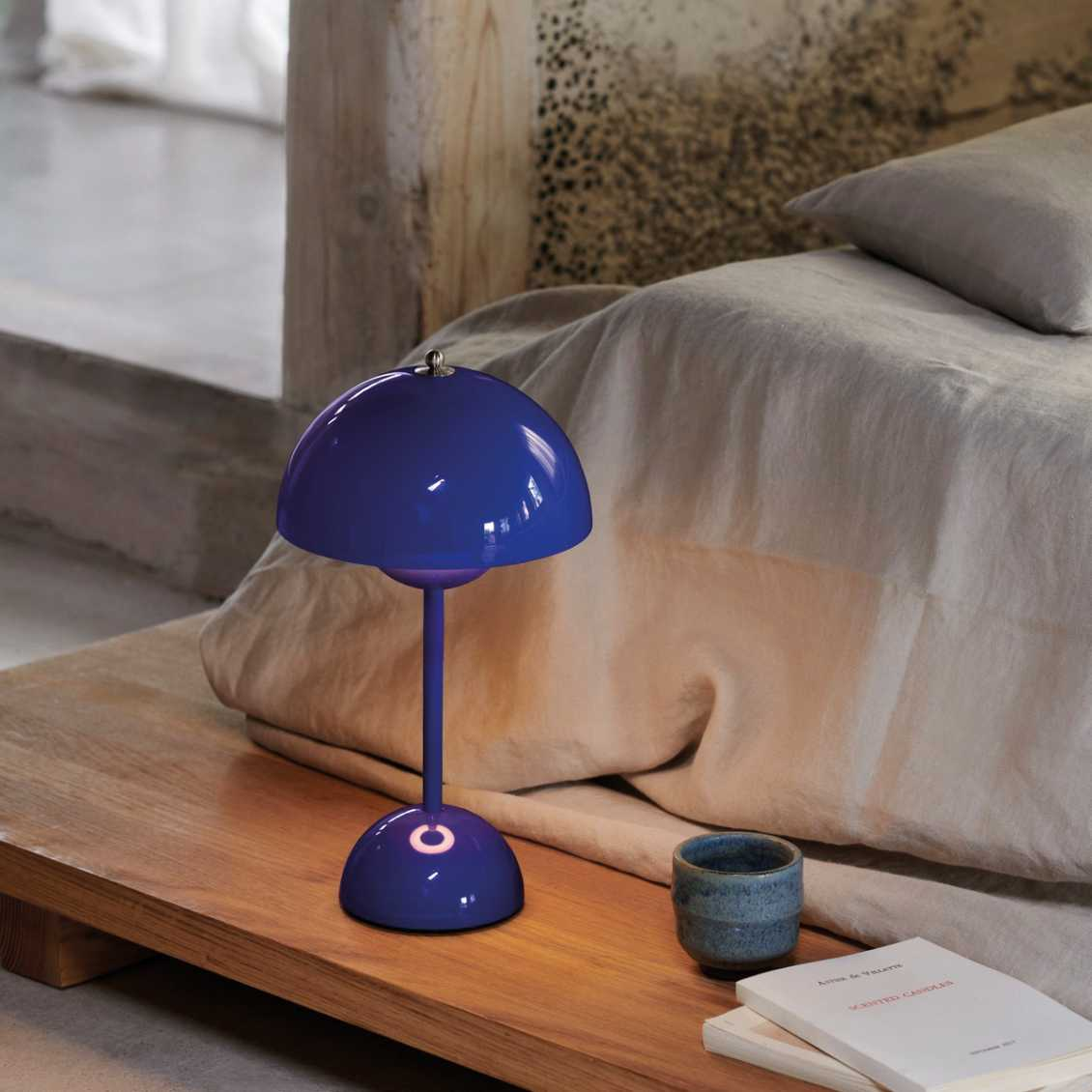 Tafellamp paddenstoel LED USB oplaadbaar draadloos nachtkastje bureau sfeerlicht interieur | Sansoti