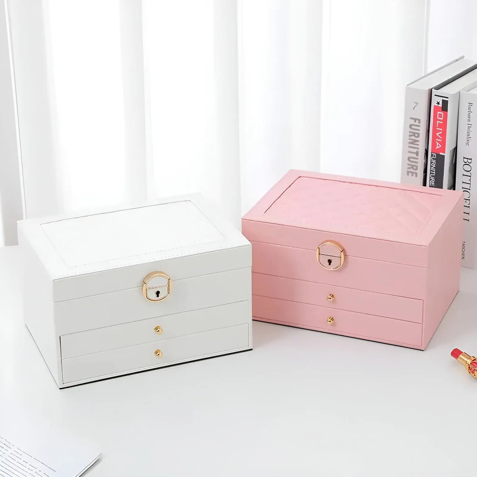 Luxe Sieradenbox met Meerdere Lagen – Elegante Opberger voor Ringen Kettingen Oorbellen – PU Leer – 23x17x13,5 cm | Sansoti