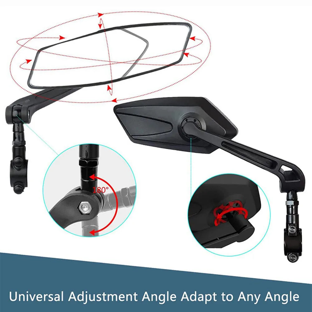 Fahrradspiegel, 2er-Set, HD-Glas, 360° verstellbar, Lenkerbefestigung, 18,5 cm breites Sichtfeld, Fahrrad, Roller | Sansoti