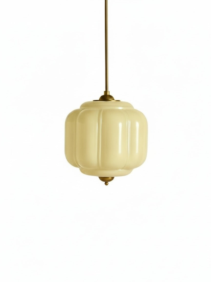 Vintage Kroonluchter met Crèmekleurige Glazen Kappen – Hanglamp in Retro-Stijl voor Eetkamer & Woonkamer | Sansoti