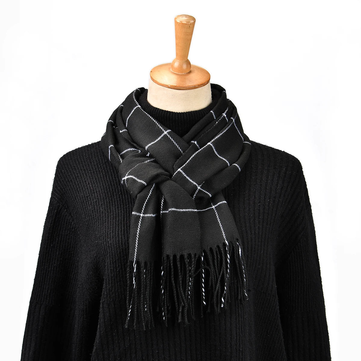 Geruite Sjaal Kasjmier Katoen Heren Dames 170x33cm Winteraccessoire Kwastdetail Tijdloos Warm Elegant | Sansoti