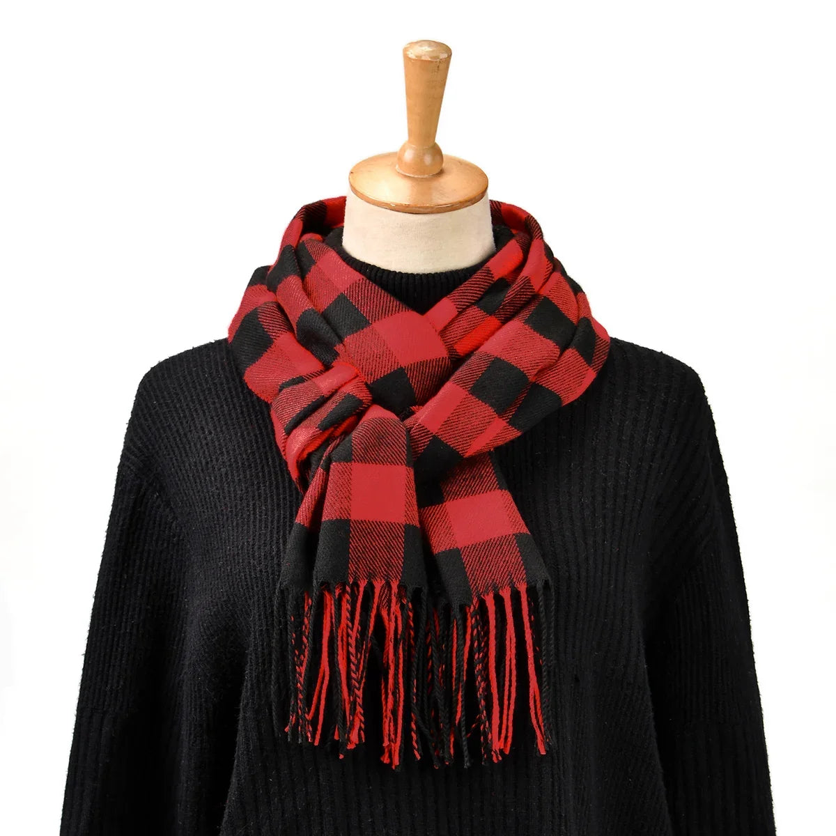 Geruite Sjaal Kasjmier Katoen Heren Dames 170x33cm Winteraccessoire Kwastdetail Tijdloos Warm Elegant | Sansoti