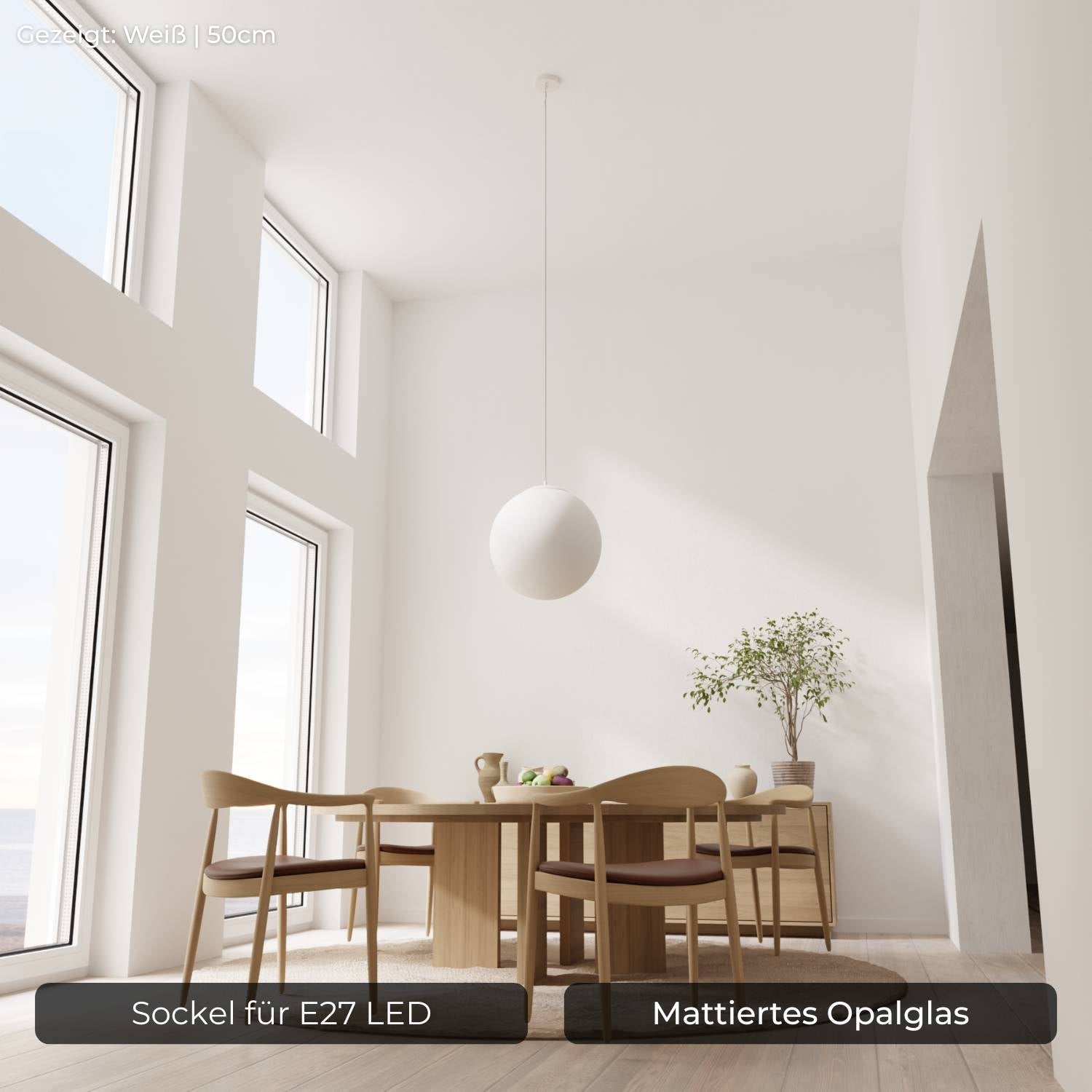 Minimalistische design hanglamp van opaalglas – Elvéra