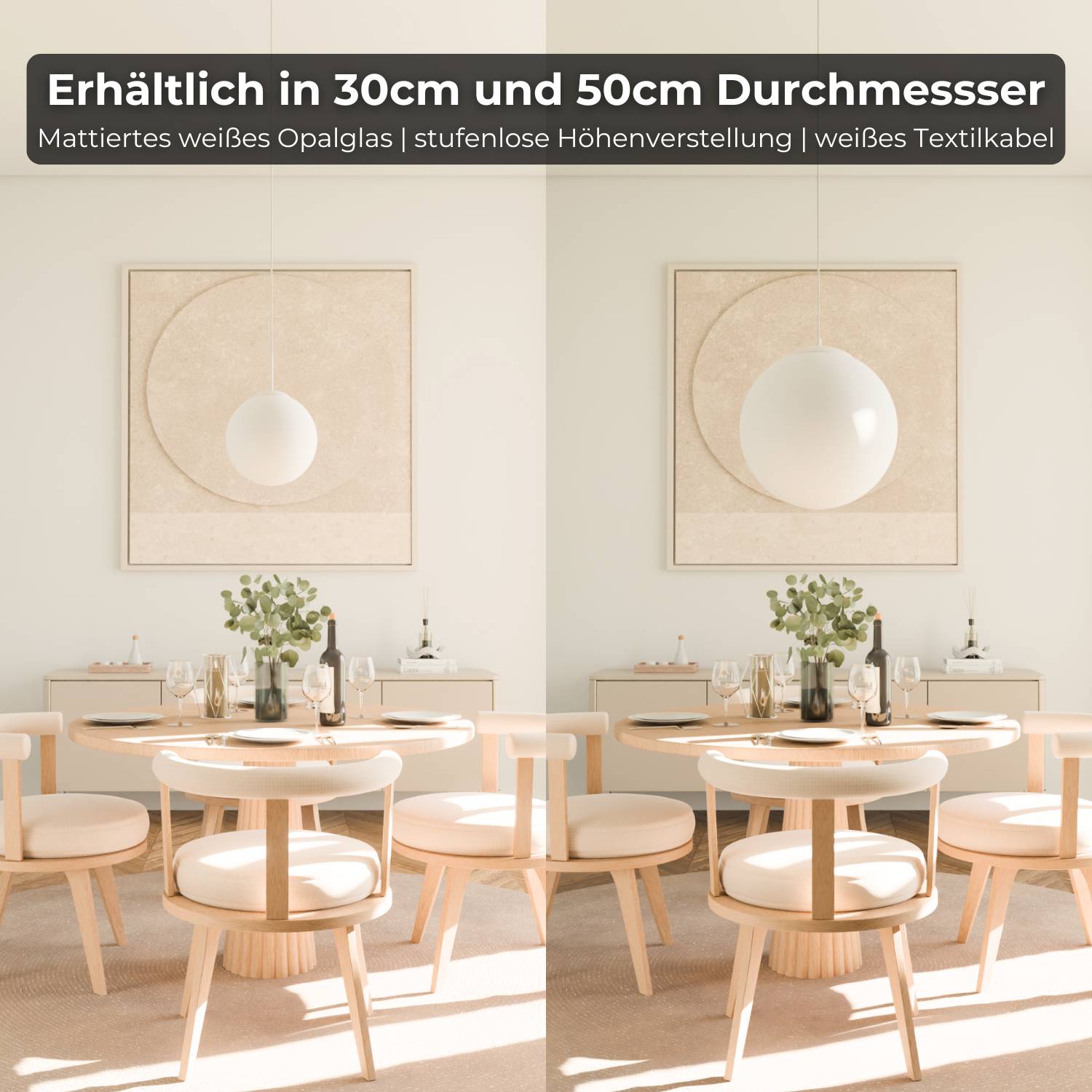 Minimalistische design hanglamp van opaalglas – Elvéra